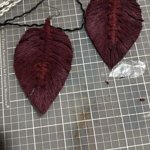 Deep Red Leaf Earrings